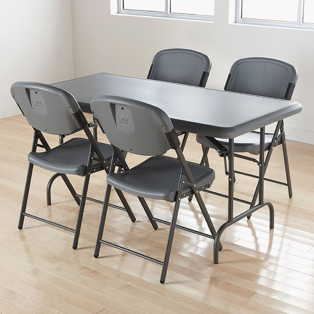 Iceberg Rough n Ready Commercial Folding Chair, Supports Up to 350 lb, Charcoal Seat/Back, Silver Base