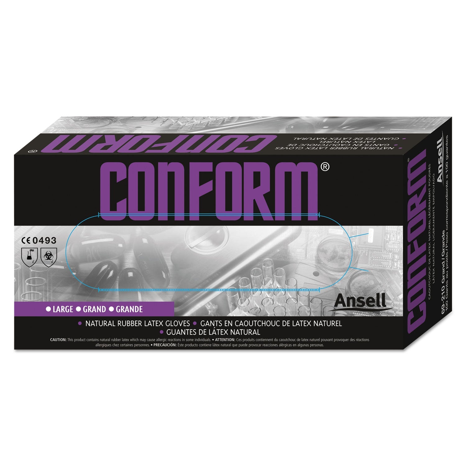 AnsellPro Conform Natural Rubber Latex Gloves, 5 mil, Small, 100/Box