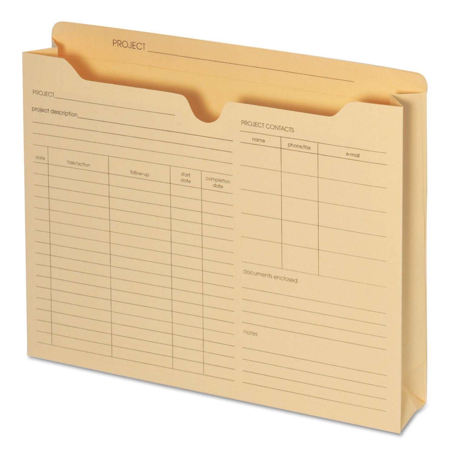 Pendaflex Preprinted Project Jackets, Straight Tab, Letter Size, Manila, 50/Box