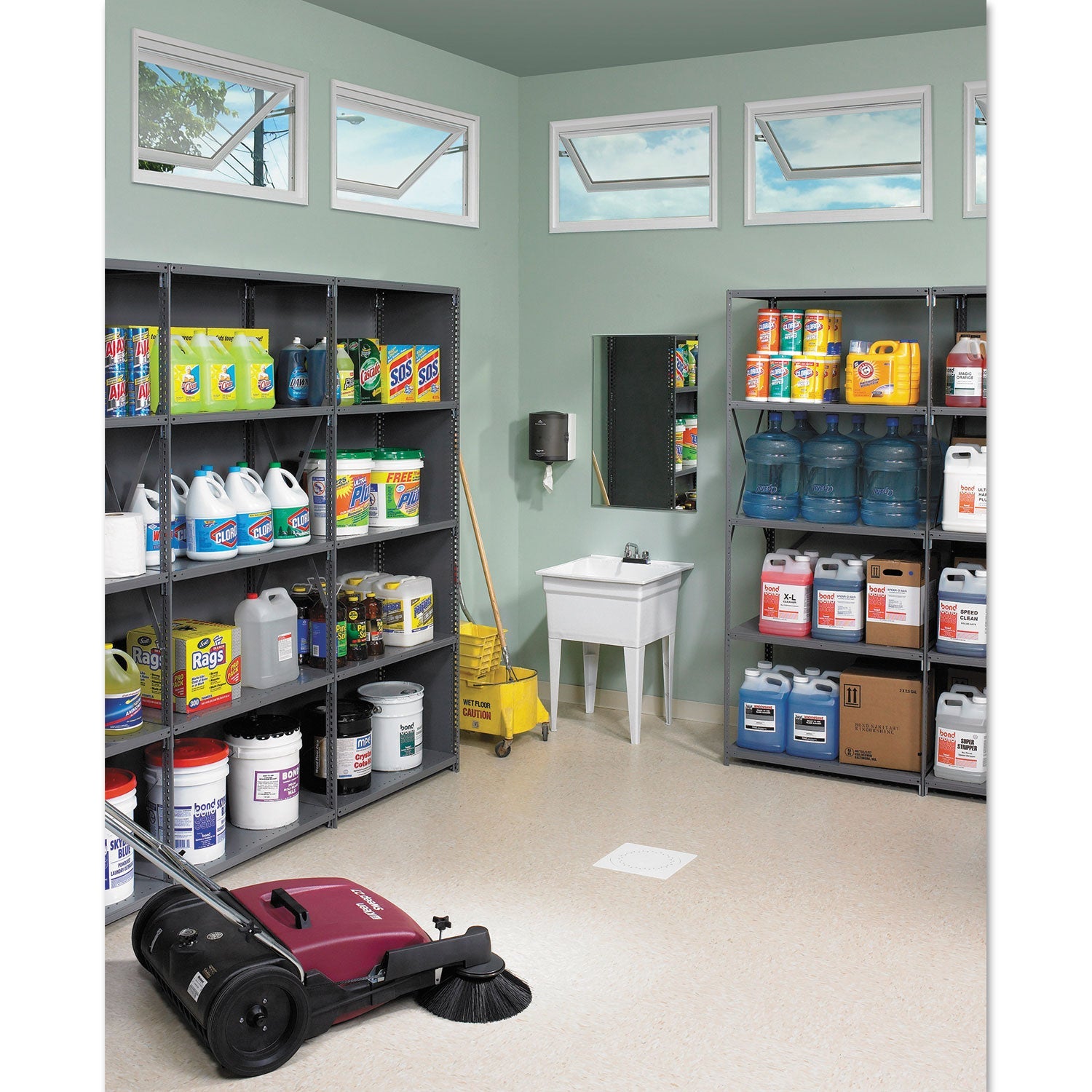 Tennsco Closed Commercial Steel Shelving, Five-Shelf, 36w x 12d x 75h, Medium Gray