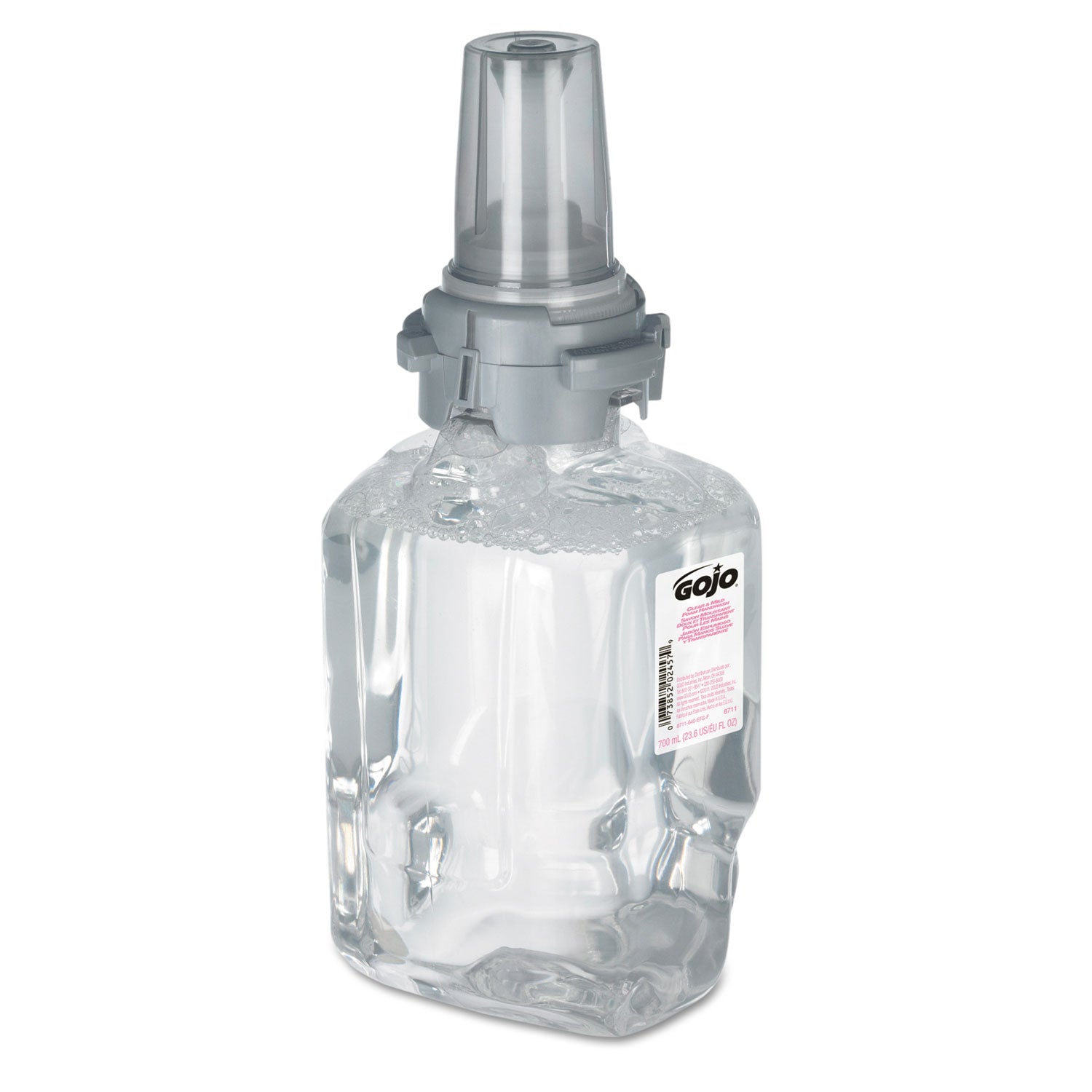 GOJO Clear and Mild Foam Handwash Refill, For ADX-7 Dispenser, Fragrance-Free, 700 mL, Clear, 4/Carton