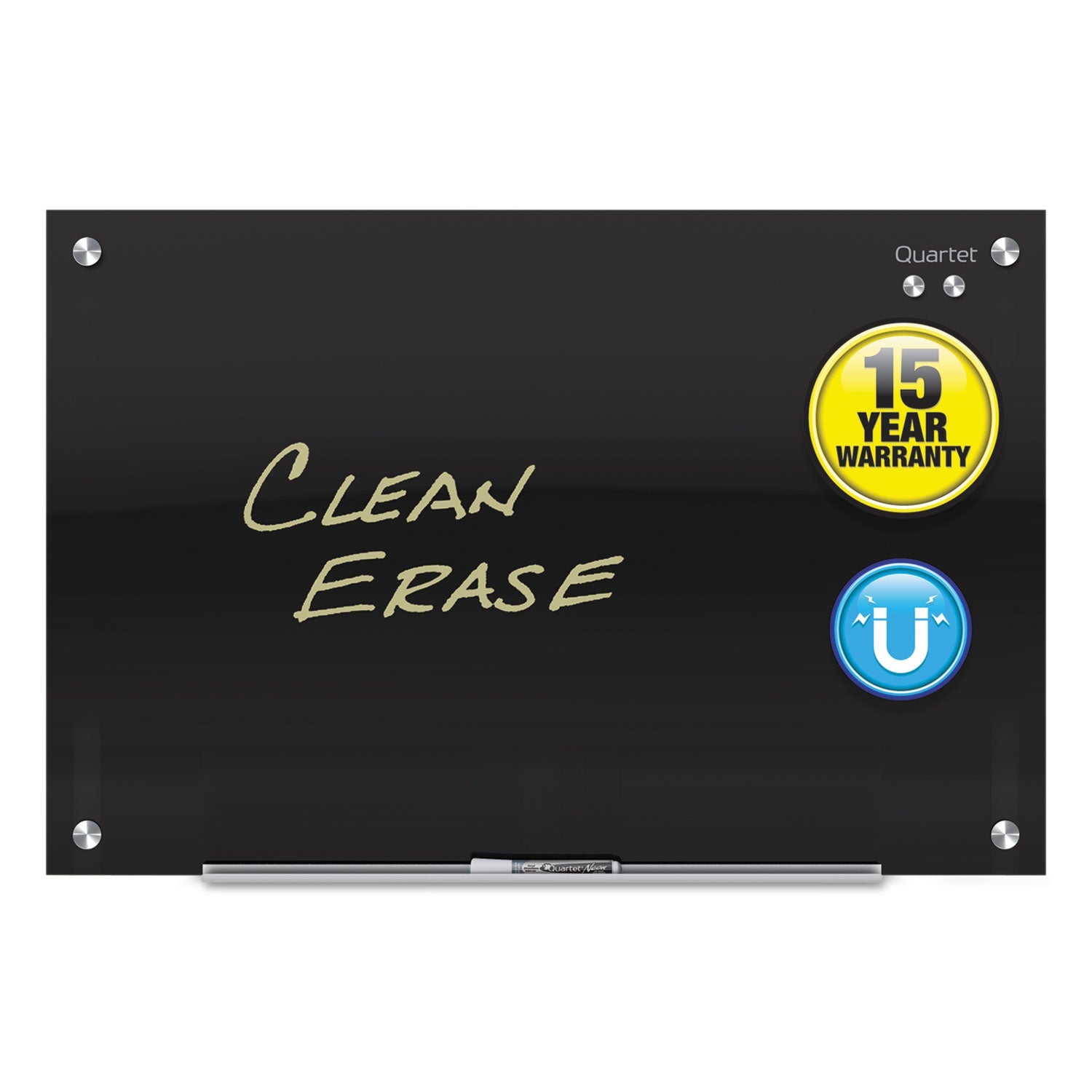 Quartet Infinity Black Glass Magnetic Marker Board, 48 x 36