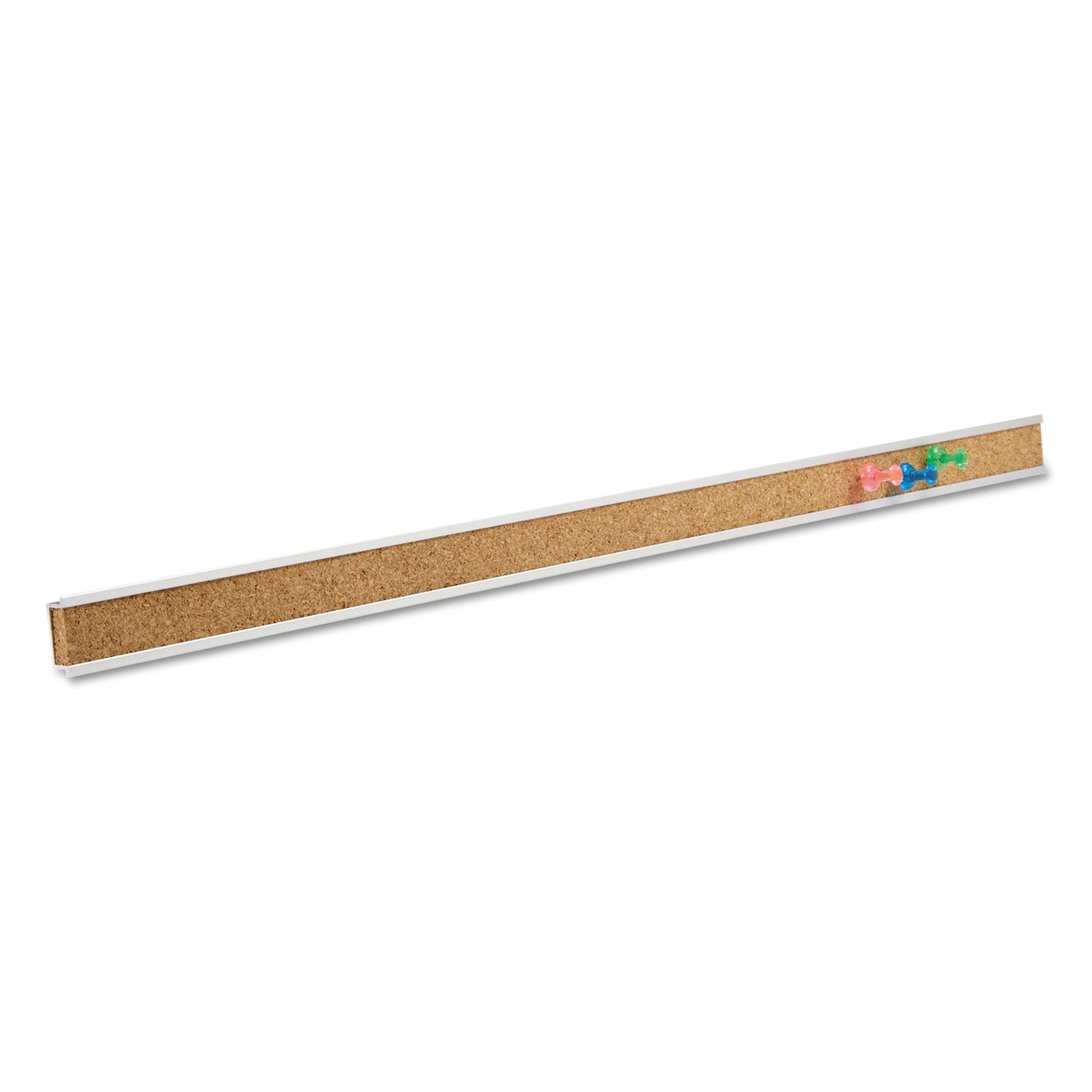 Quartet Bulletin Bar I Natural Cork Bulletin, 18 x 1, Brown, Silver Aluminum Frame