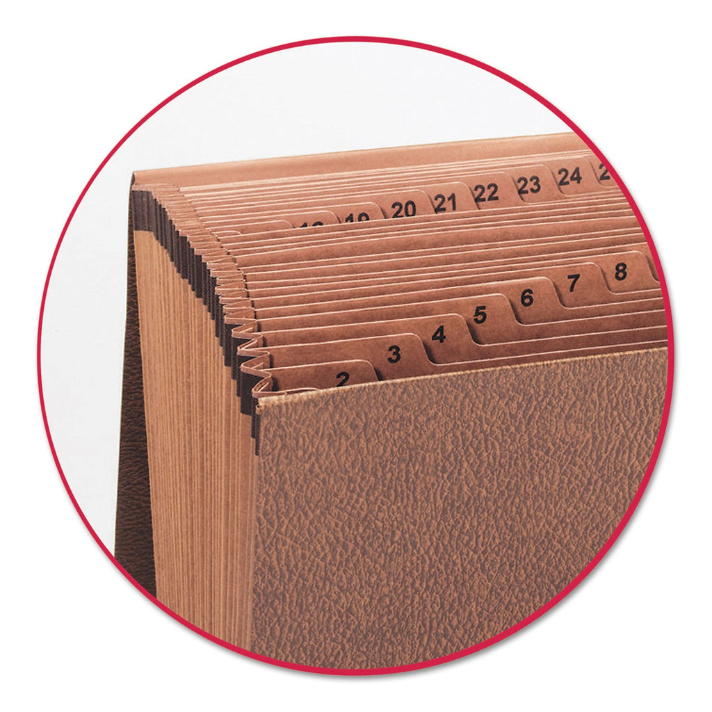 Smead TUFF Expanding Wallet, 31 Sections, Elastic Cord Closure, 1/15-Cut Tabs, Legal Size, Redrope