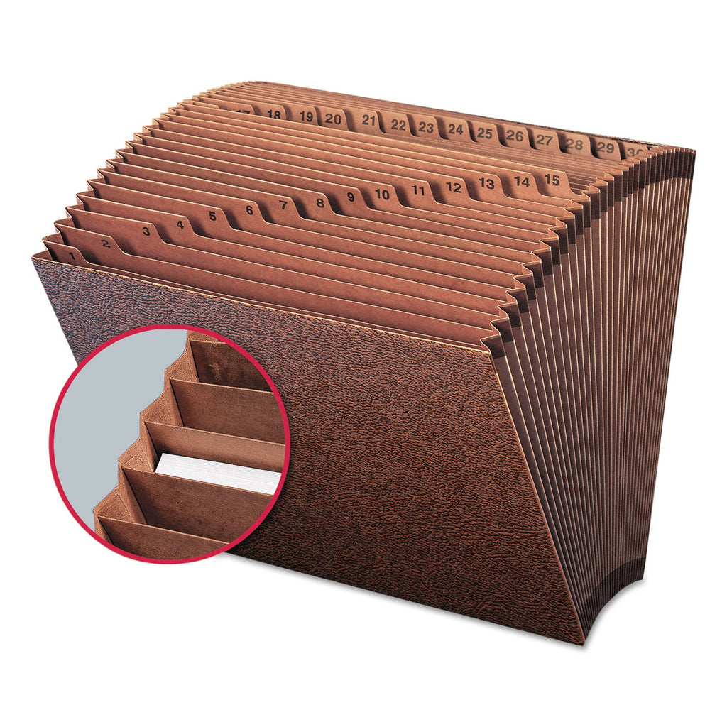 Smead TUFF Expanding Open-Top Stadium File, 31 Sections, 1/31-Cut Tabs, Letter Size, Redrope