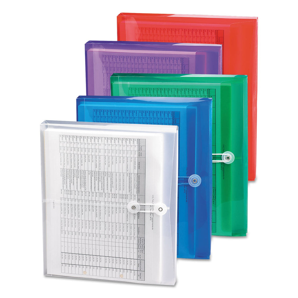 Smead Poly String and Button Interoffice Envelopes, Open-Side (Horizontal), 9.75 x 11.63, Transparent Blue, 5/Pack