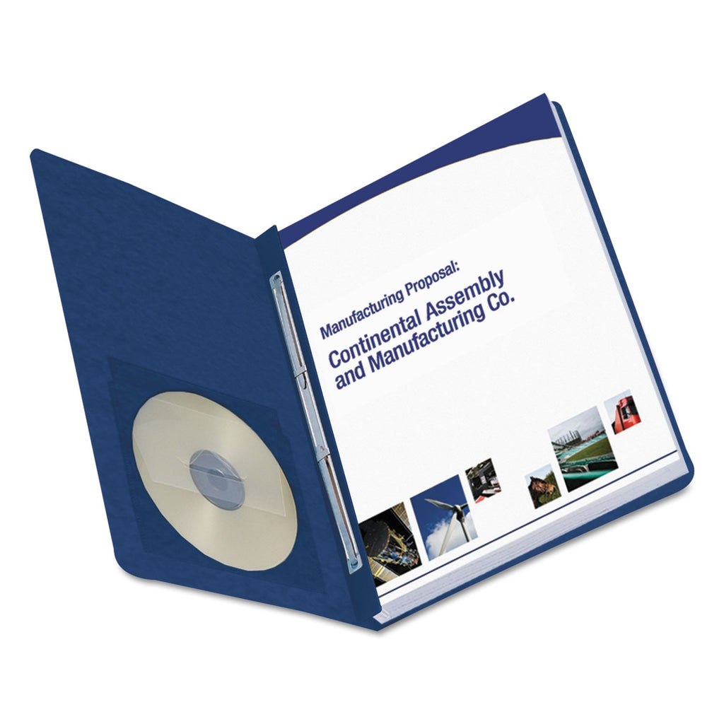Smead Prong Fastener Premium Pressboard Report Cover, Two-Piece Prong Fastener, 3" Capacity, 8.5 x 11, Dark Blue/Dark Blue