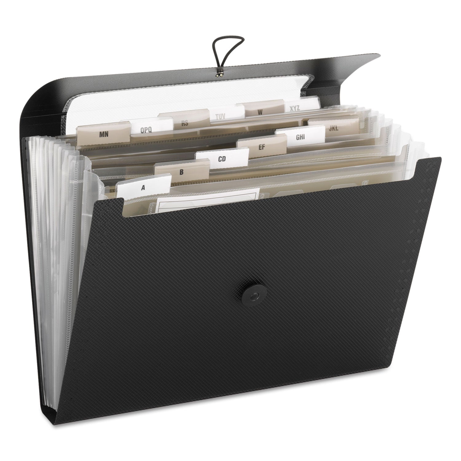 Smead Step Index Organizer, 12 Sections, Cord/Hook Closure, 1/6-Cut Tabs, Letter Size, Black