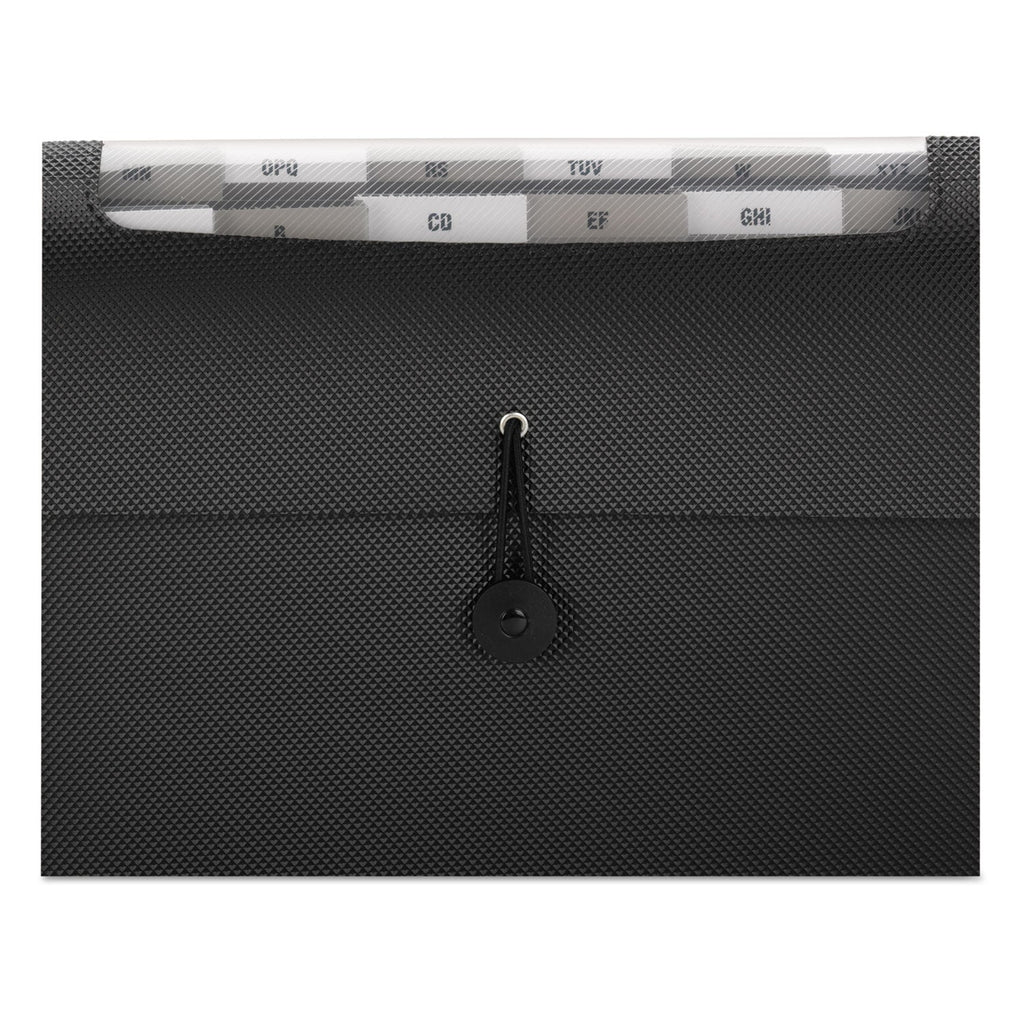 Smead Step Index Organizer, 12 Sections, Cord/Hook Closure, 1/6-Cut Tabs, Letter Size, Black