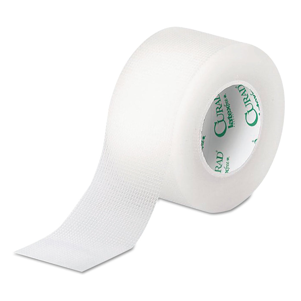 Curad Transparent Surgical Tape, Heavy-Duty, Acrylic/Cloth, 1" x 10 yds, Matte Clear, 12/Pack