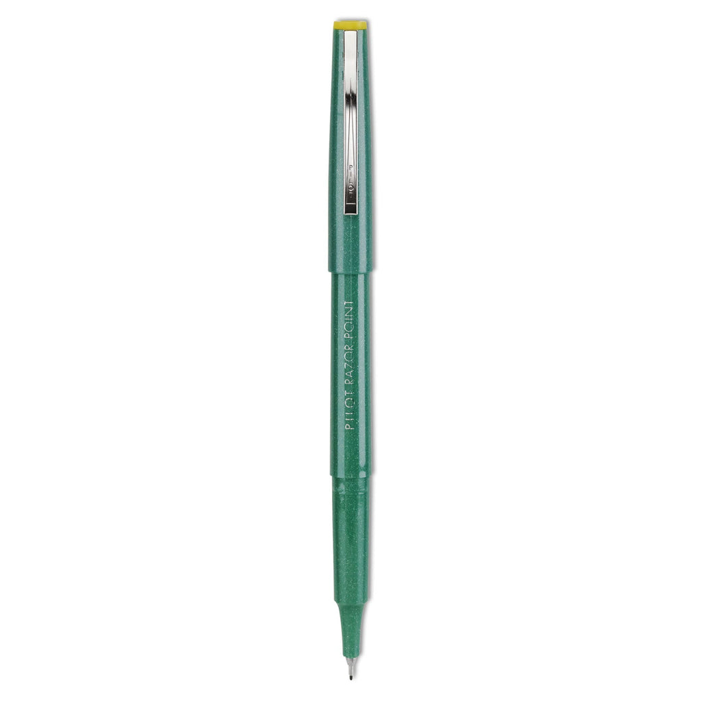 Pilot Razor Point Fine Line Porous Point Pen, Stick, Extra-Fine 0.3 mm, Green Ink, Green Barrel, Dozen