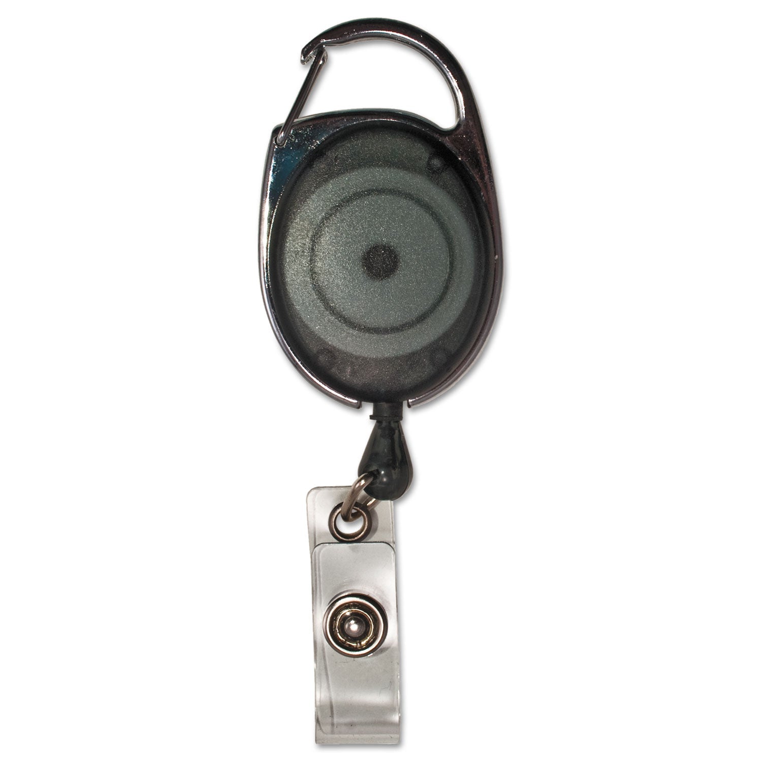 Advantus Carabiner-Style Retractable ID Card Reel, 30" Extension, Smoke, 12/Pack
