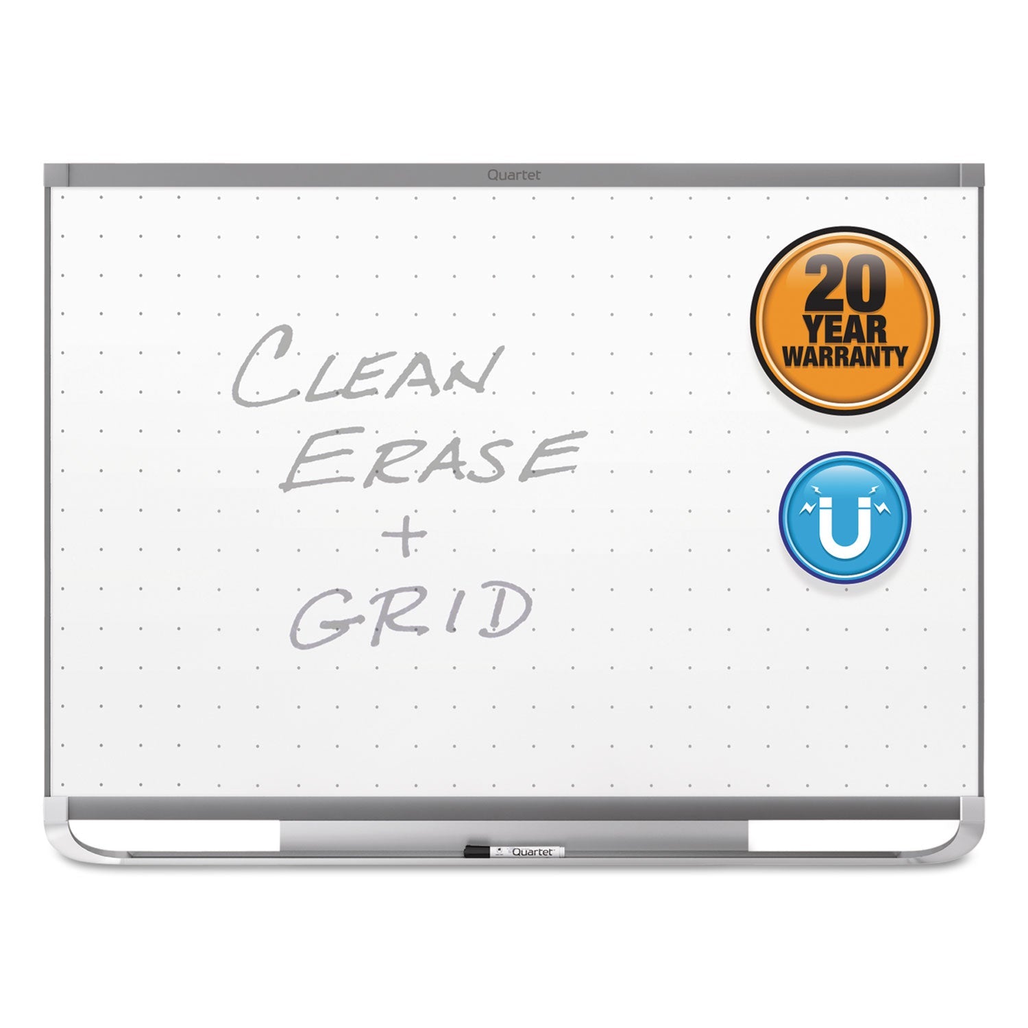 Quartet Prestige 2 Magnetic Total Erase Whiteboard, 48 x 36, Graphite Frame