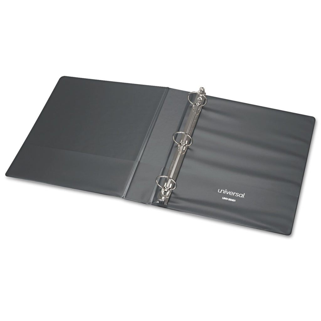 Universal Economy Non-View Round Ring Binder, 3 Rings, 1" Capacity, 11 x 8.5, Black