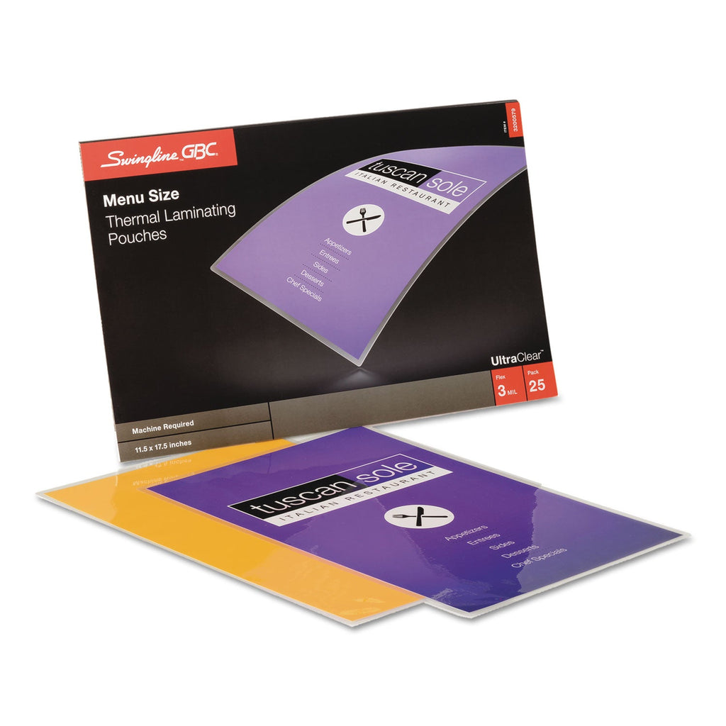 GBC UltraClear Thermal Laminating Pouches, 3 mil, 11.5" x 17.5", Gloss Clear, 25/Pack