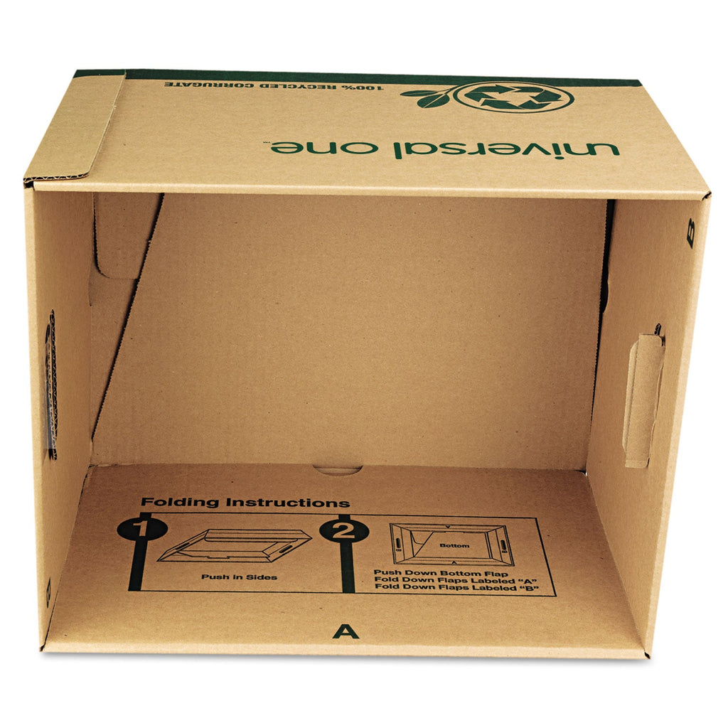 Universal Recycled Heavy-Duty Record Storage Box, Letter/Legal Files, Kraft/Green, 12/Carton