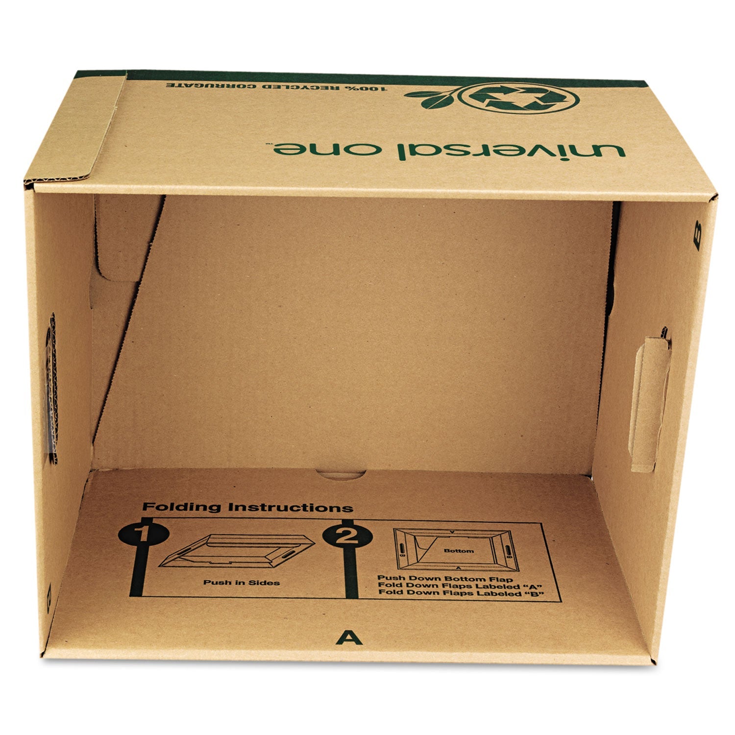 Universal Recycled Heavy-Duty Record Storage Box, Letter/Legal Files, Kraft/Green, 12/Carton