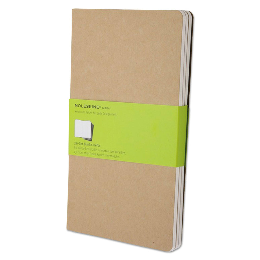 Moleskine Cahier Journal, 1 Subject, Unruled, Brown Kraft Cover, 8.25 x 5, 80 Sheets, 3/Pack