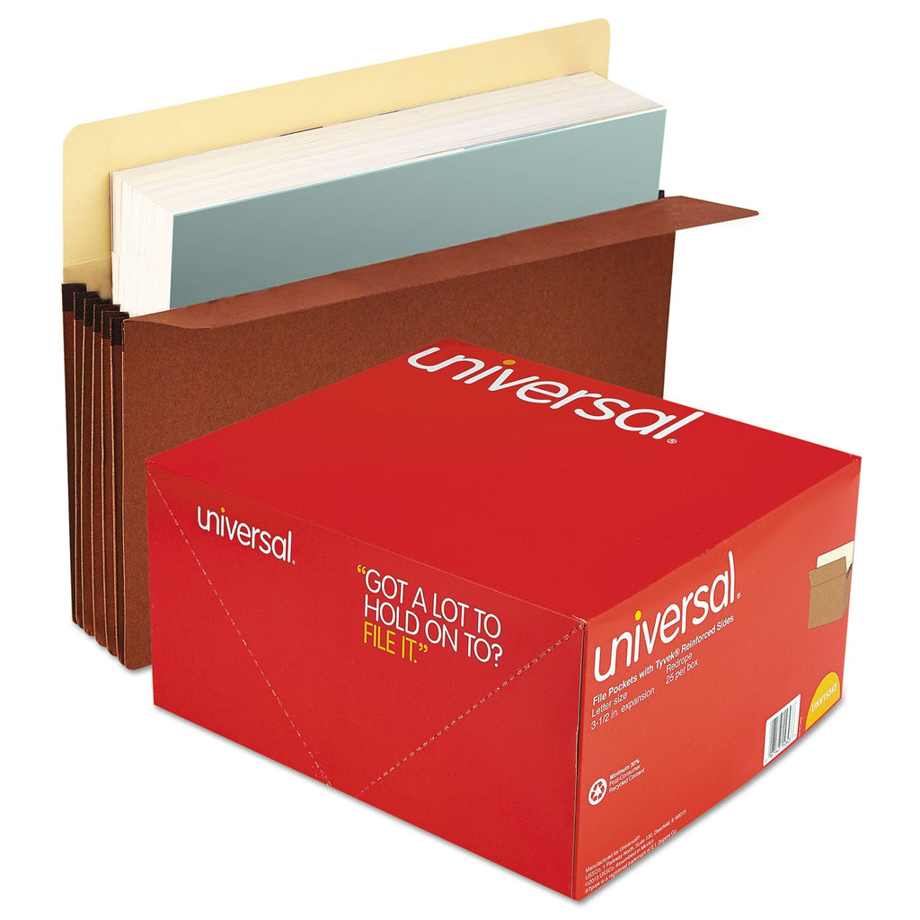 Universal Redrope Expanding File Pockets, 3.5" Expansion, Letter Size, Redrope, 25/Box