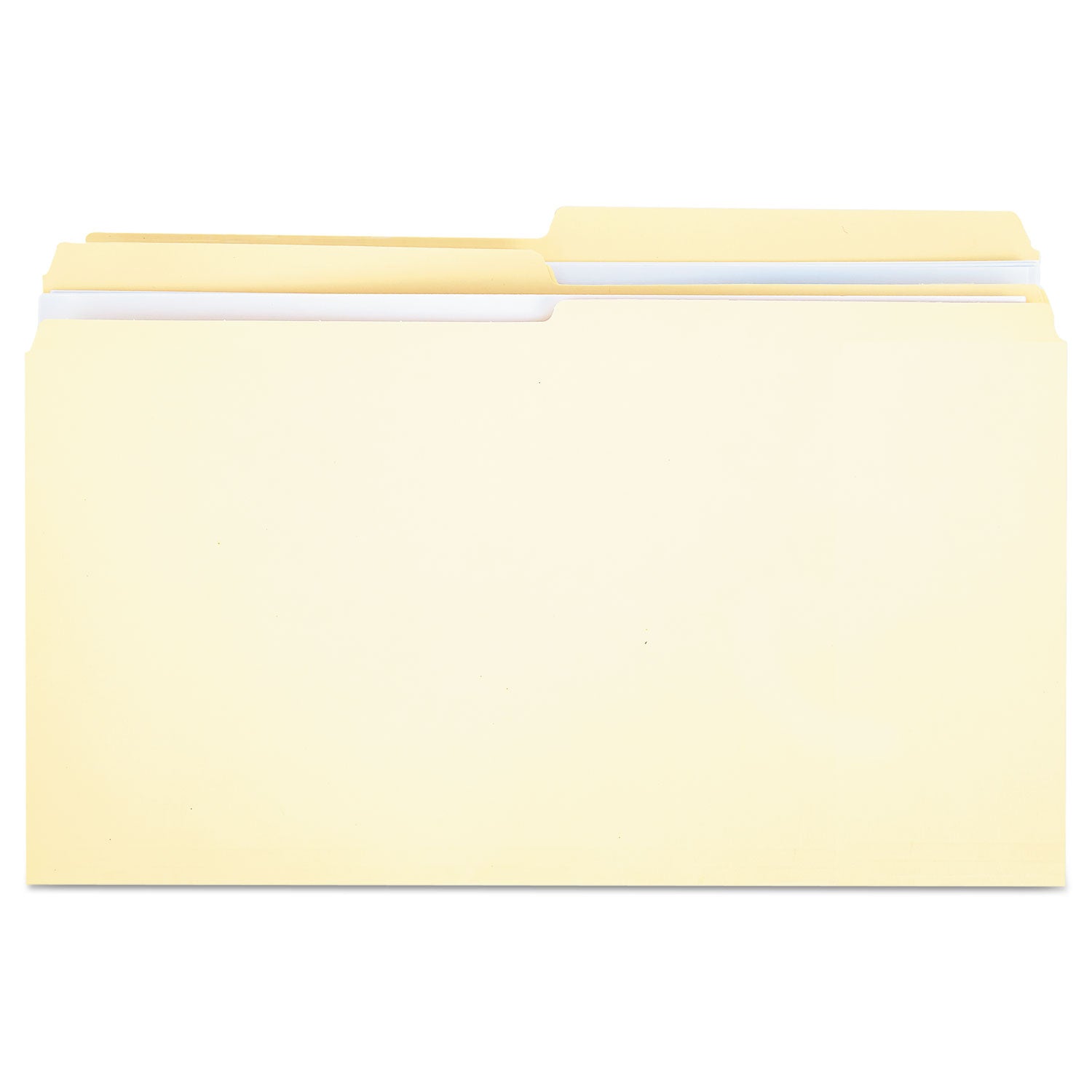 Universal Double-Ply Top Tab Manila File Folders, 1/2-Cut Tabs: Assorted, Legal Size, 0.75" Expansion, Manila, 100/Box