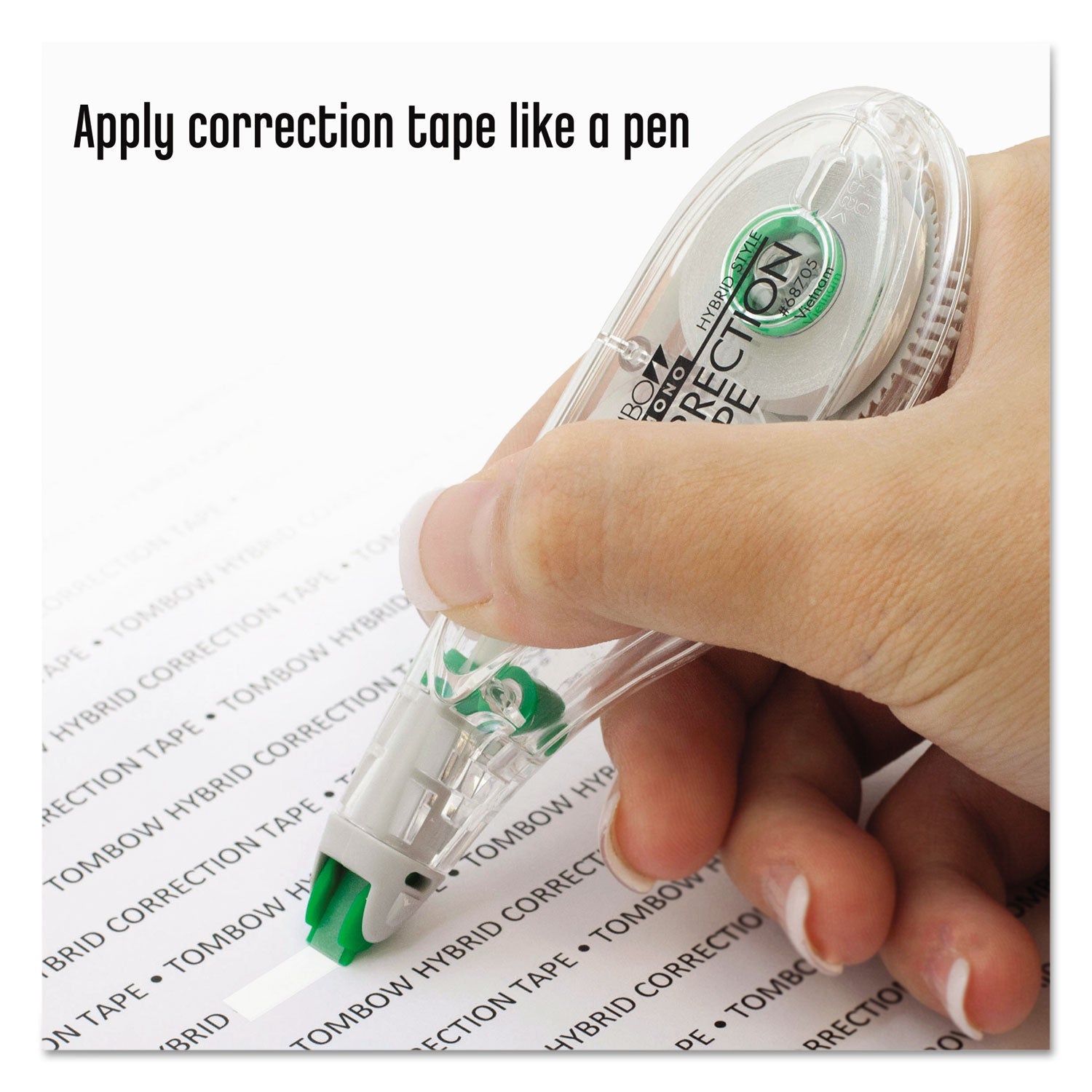 Tombow MONO Hybrid Style Correction Tape, Non-Refillable, Clear Applicator, 0.17" x 394", 10/Pack