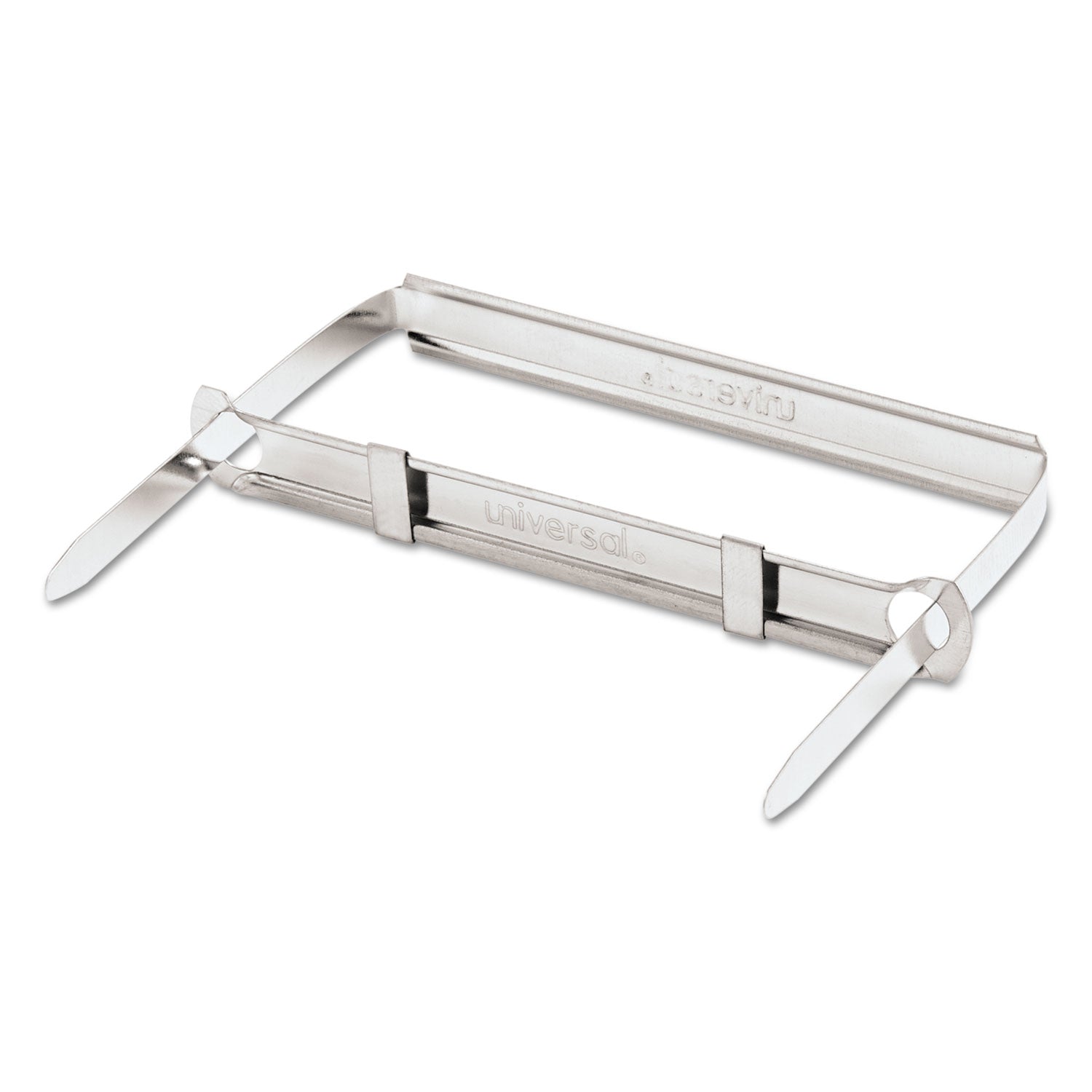 Universal Two-Piece Two-Prong Paper Fastener Base and Compressor Sets, 2" Capacity, 2.75" Center to Center, Silver, 50/Box