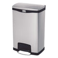 Rubbermaid Slim Jim Stainless Steel Step-On Container, Front Step Style, 13 gal, Black
