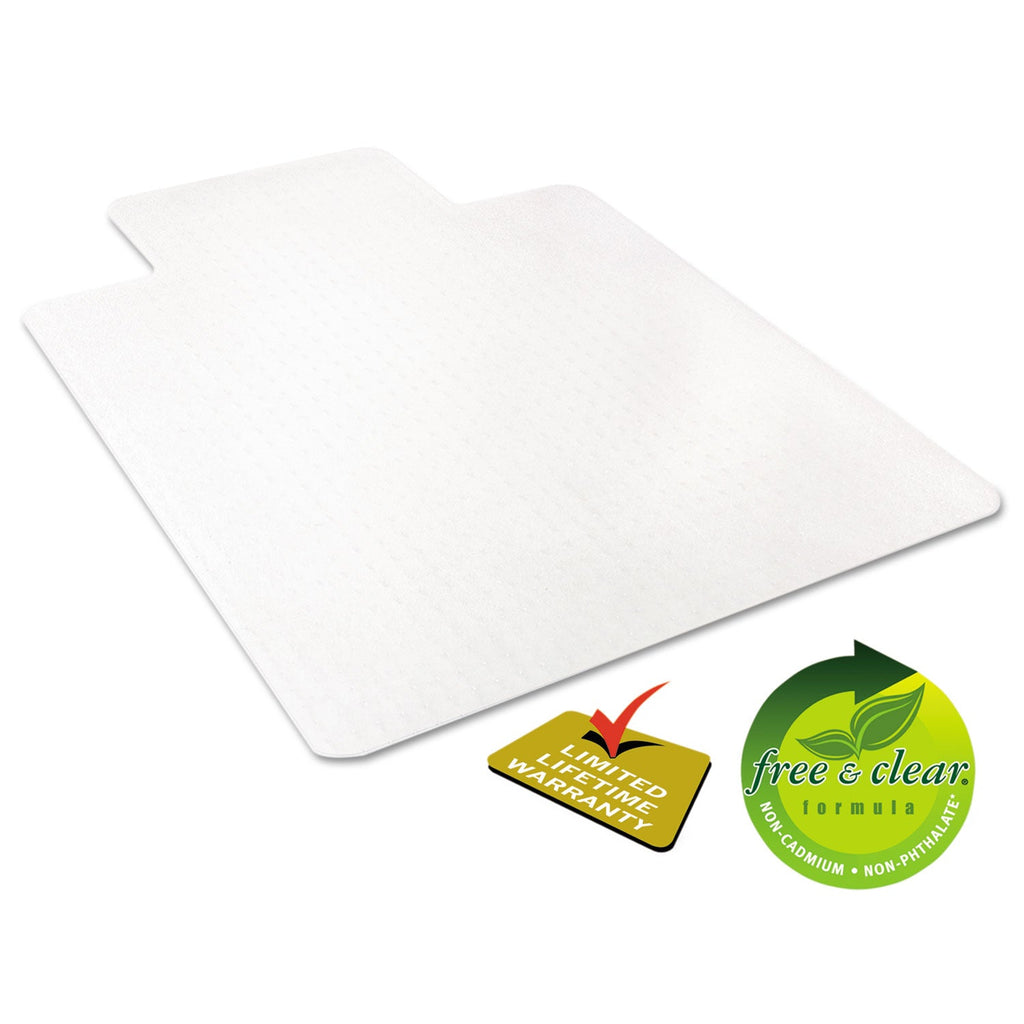 deflecto EconoMat Occasional Use Chair Mat, Low Pile Carpet, Flat, 36 x 48, Lipped, Clear