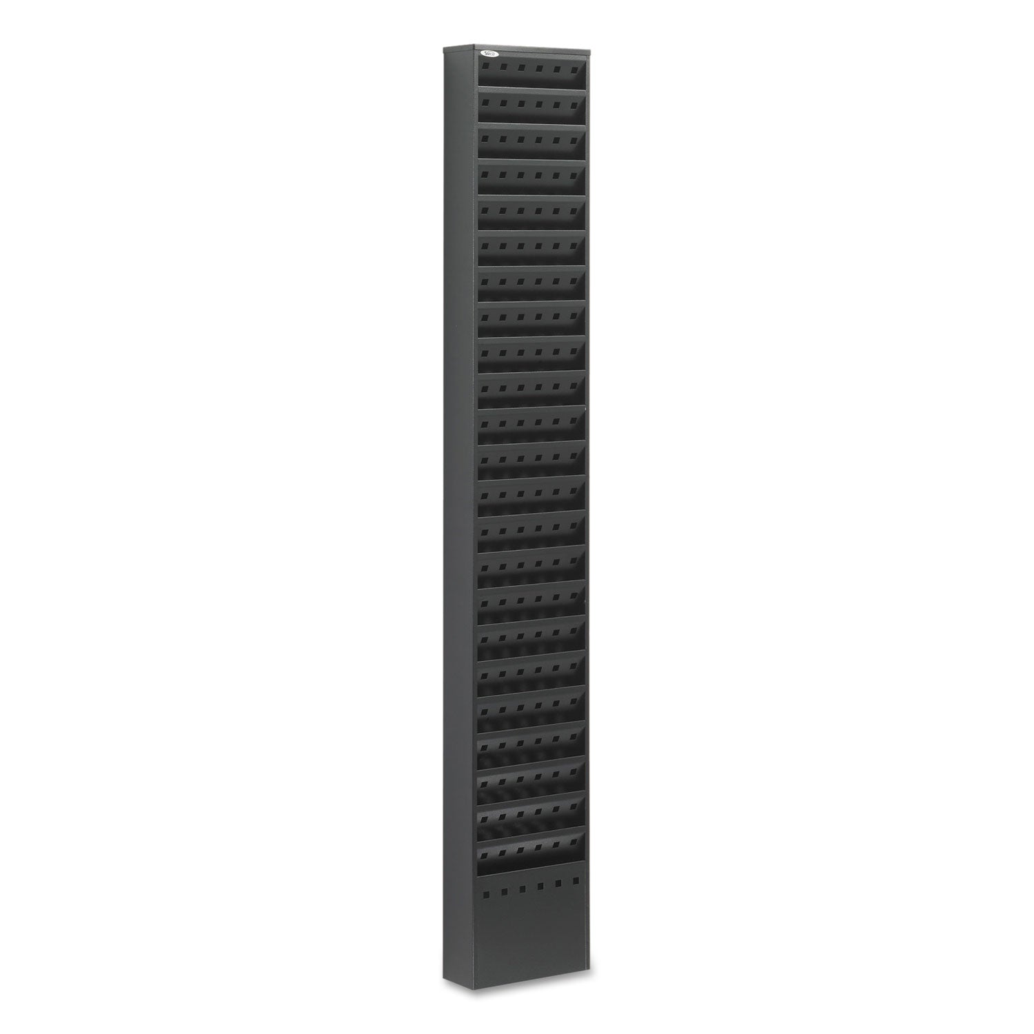 Safco Steel Magazine Rack, 23 Compartments, 10w x 4d x 65.5h, Black