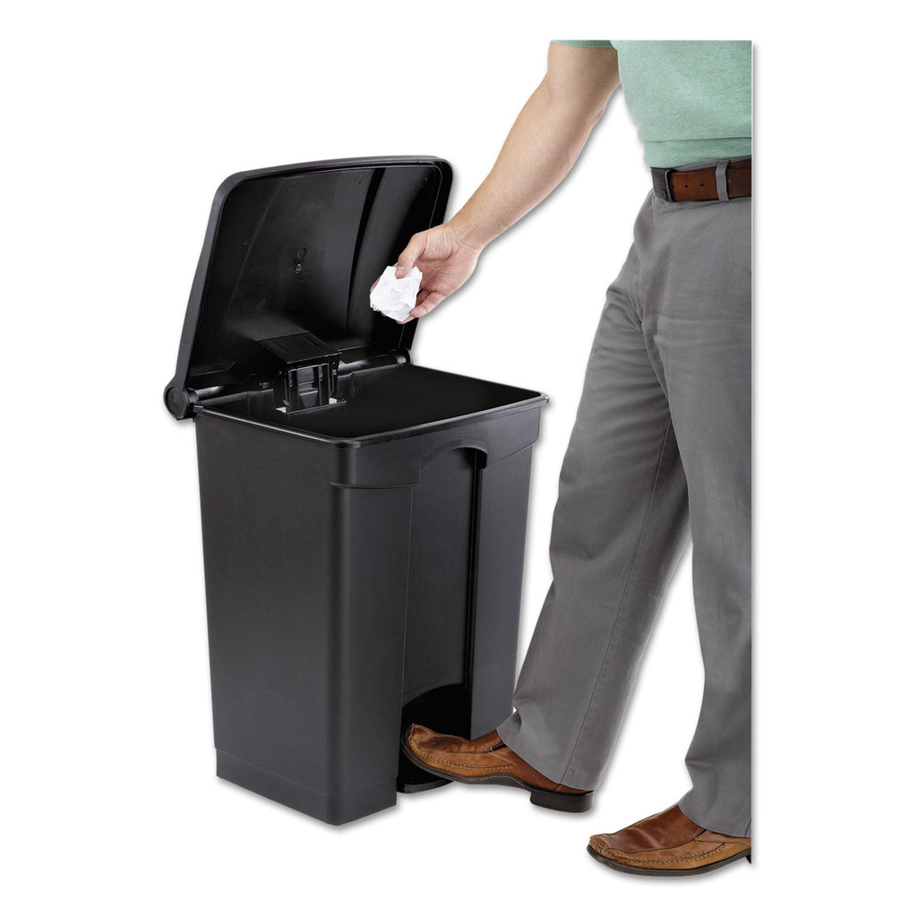 Safco Large Capacity Plastic Step-On Receptacle, 17 gal, Black
