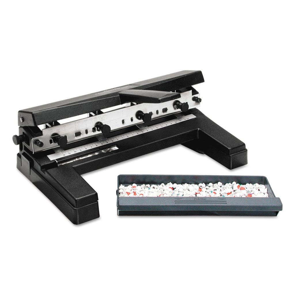 Swingline 40-Sheet Heavy-Duty Two- to Four-Hole Adjustable Heavy-Duty Paper Punch, 9/32" Holes, Black
