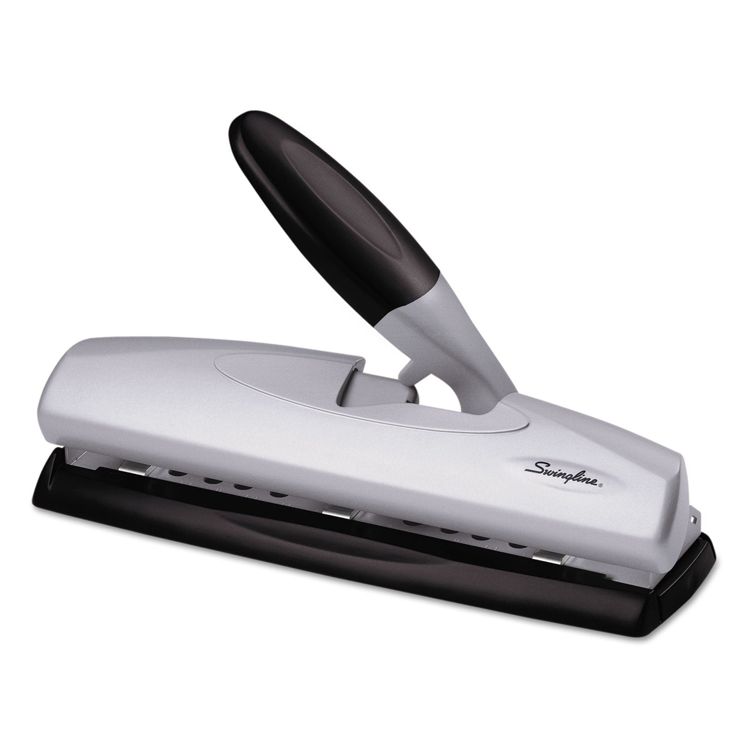 Swingline 20-Sheet LightTouch Desktop Two- to Seven-Hole Punch, 9/32" Holes, Silver/Black