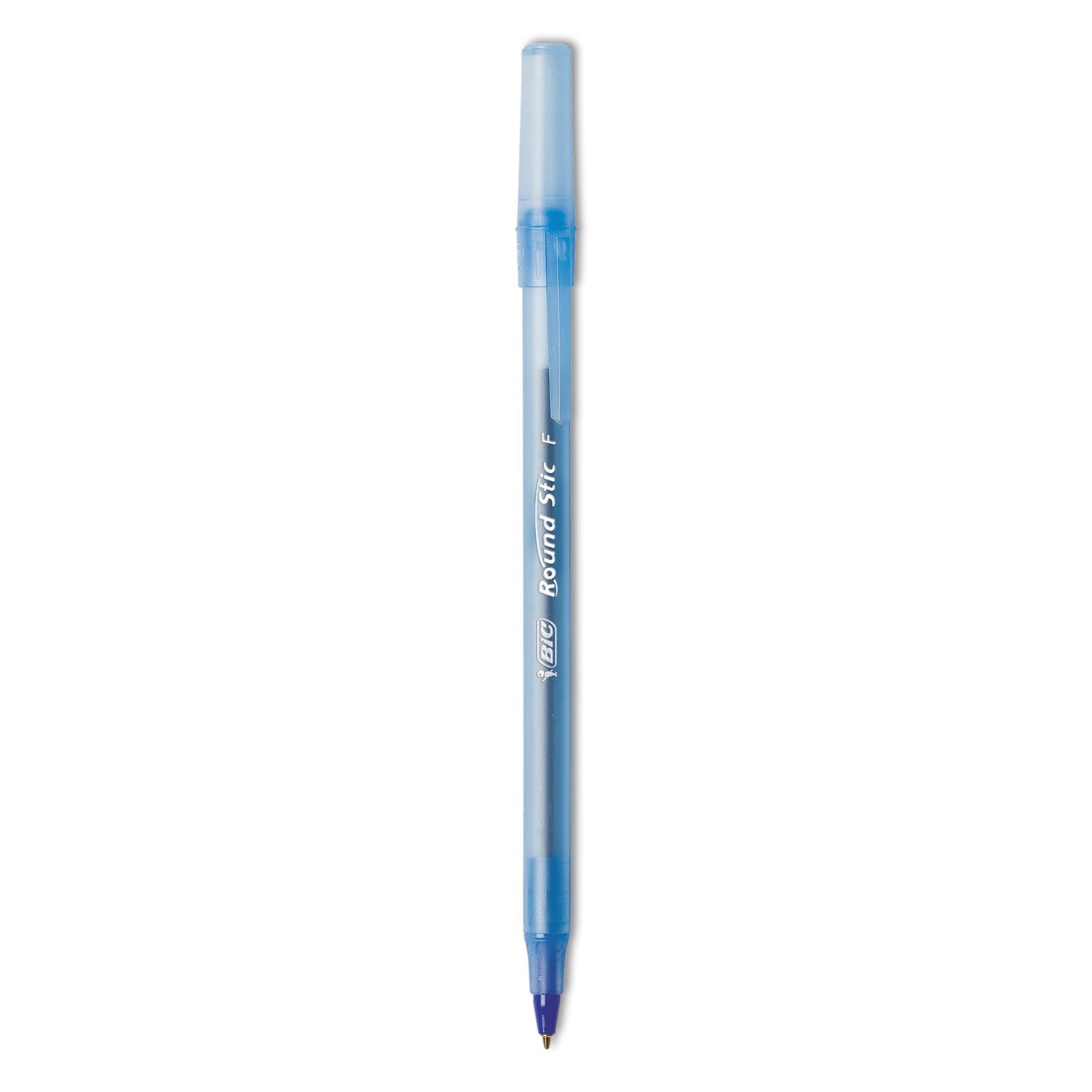 BIC Round Stic Xtra Precision Ballpoint Pen, Stick, Fine 0.8 mm, Blue Ink, Translucent Blue Barrel, Dozen