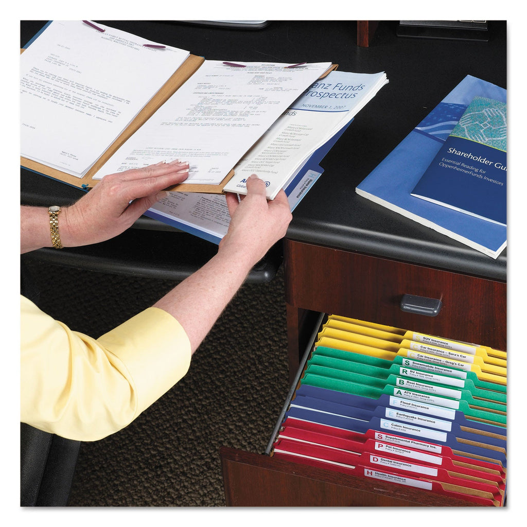 Smead 6-Section Pressboard Top Tab Pocket-Style Classification Folders with SafeSHIELD Fasteners, 2 Dividers, Legal, Blue, 10/BX
