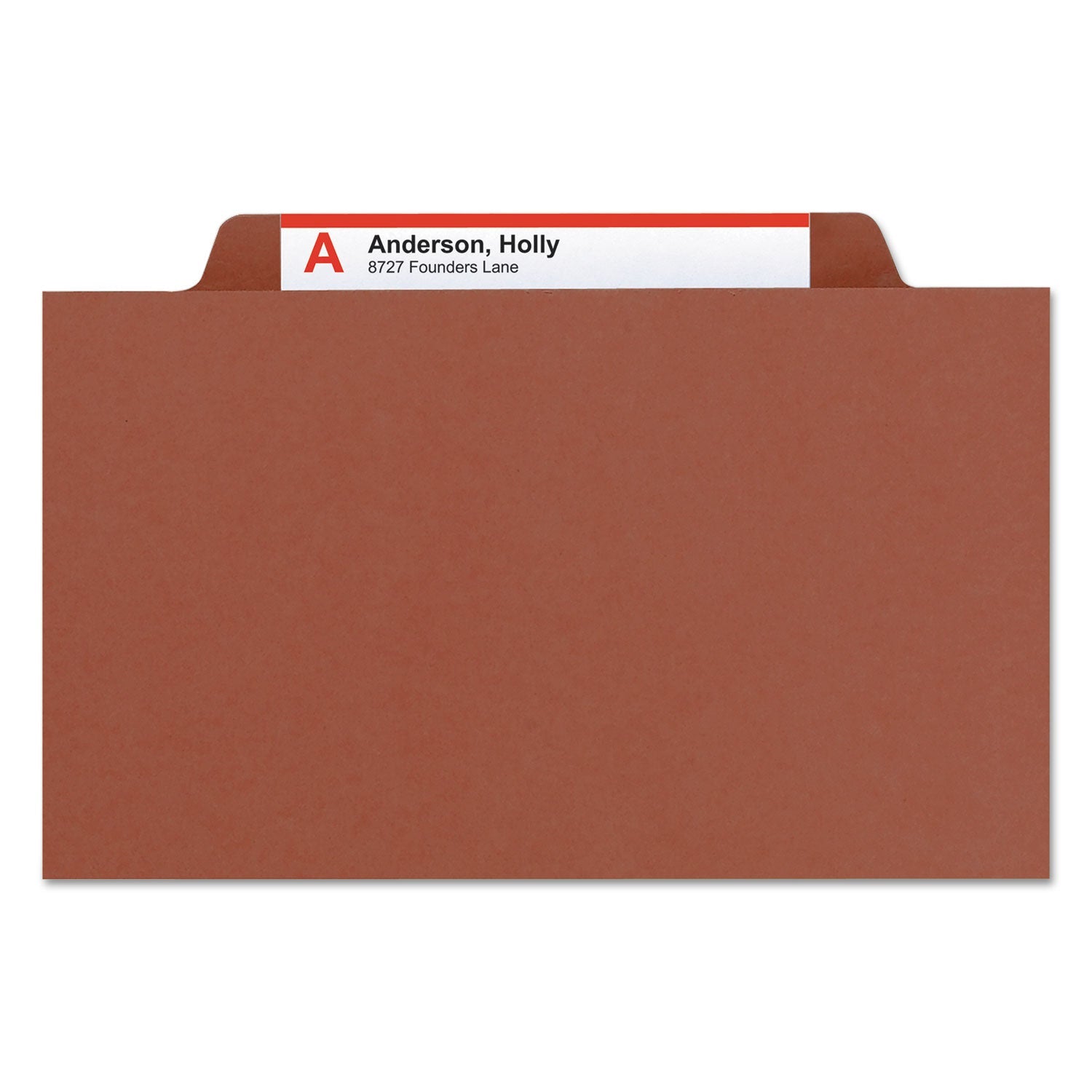 Smead 100% Recycled Pressboard Classification Folders, 1 Divider, Letter Size, Red, 10/Box