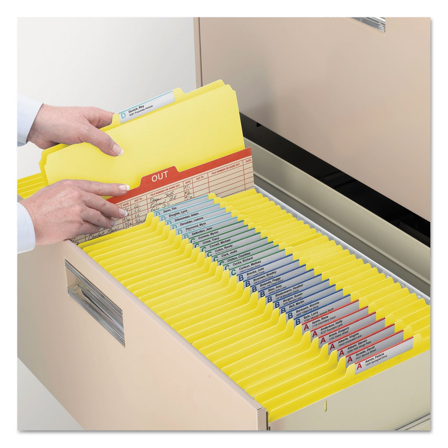 Smead Colored Top Tab Classification Folders, 1 Divider, Letter Size, Yellow, 10/Box