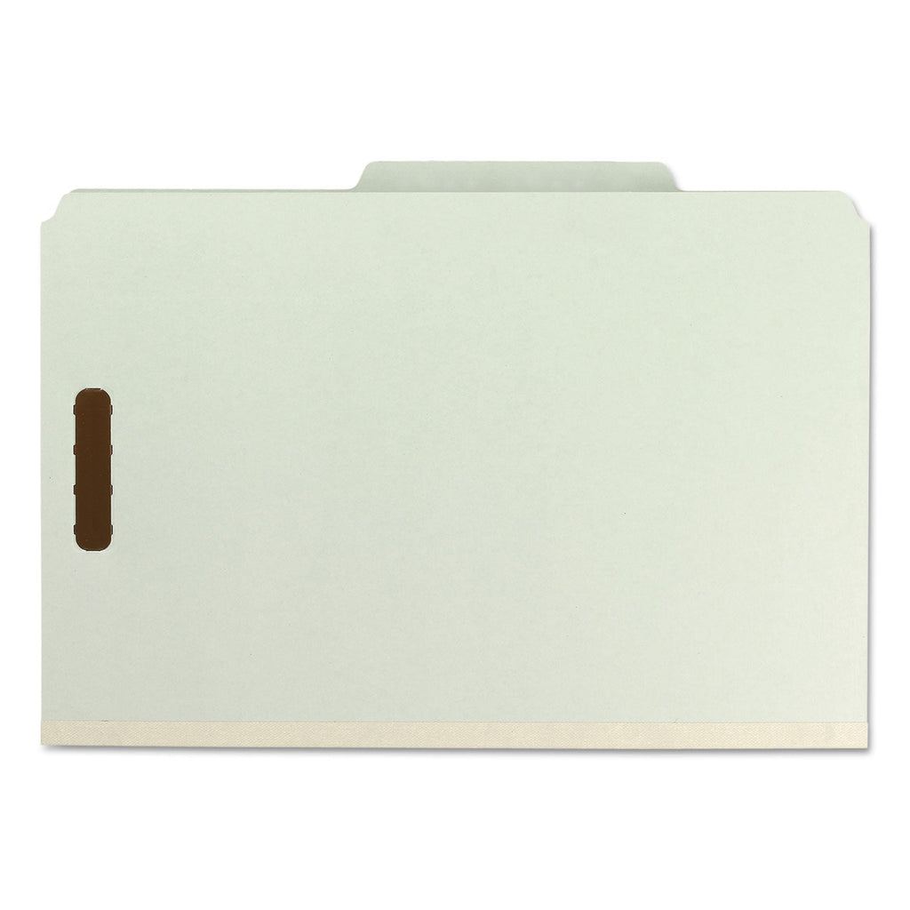 Smead 100% Recycled Pressboard Classification Folders, 2 Dividers, Legal Size, Gray-Green, 10/Box