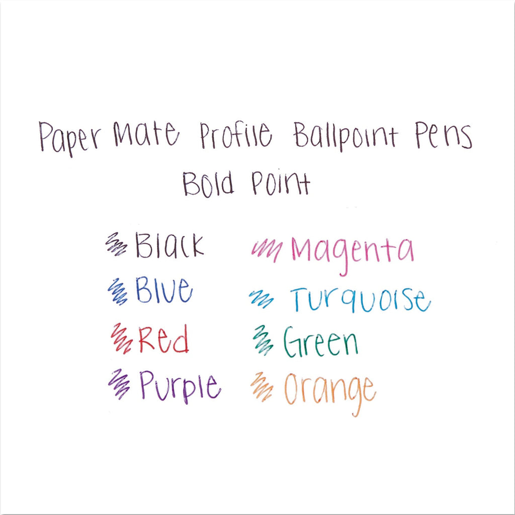 Paper Mate Profile Ballpoint Pen, Retractable, Bold 1.4 mm, Assorted Ink and Barrel Colors, 8/Pack