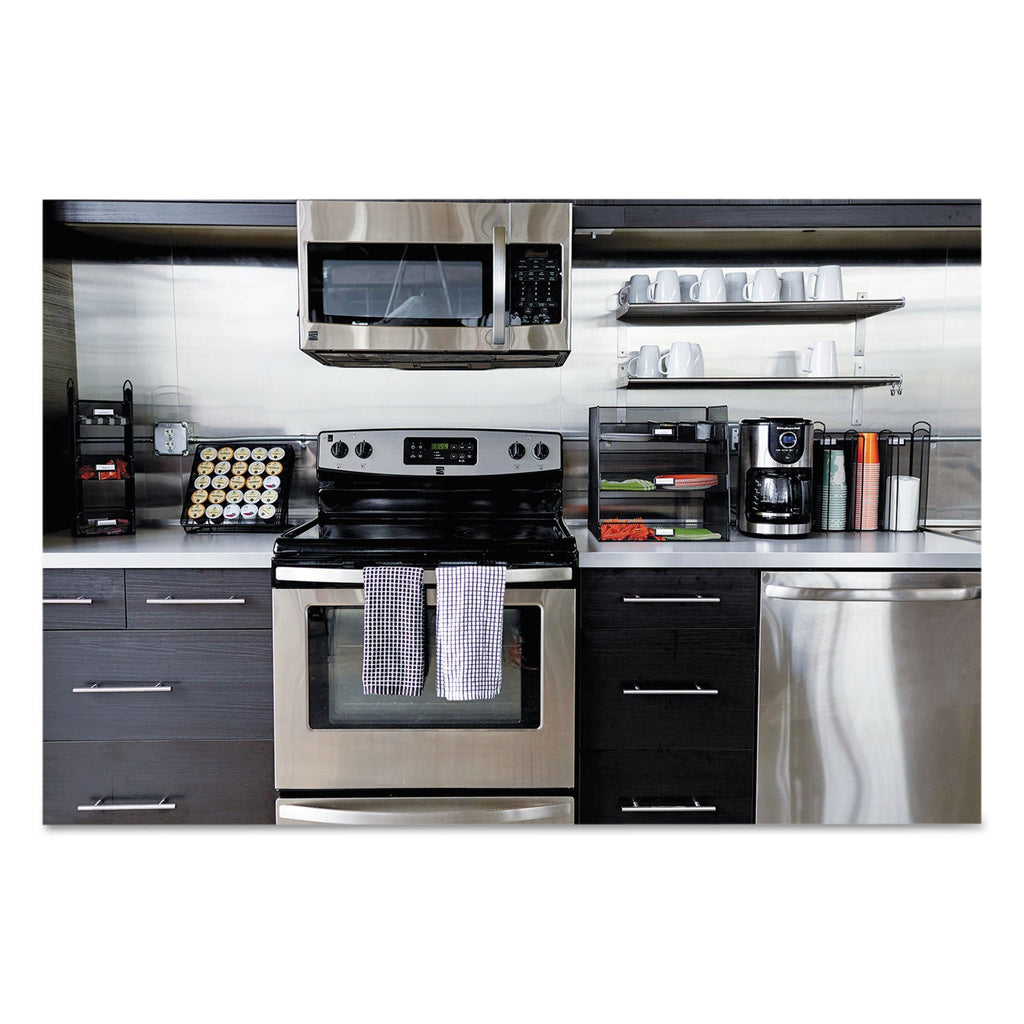 Safco Onyx Breakroom Organizers, 3 Compartments, 12.75 x 4.5 x 13.25, Steel Mesh, Black