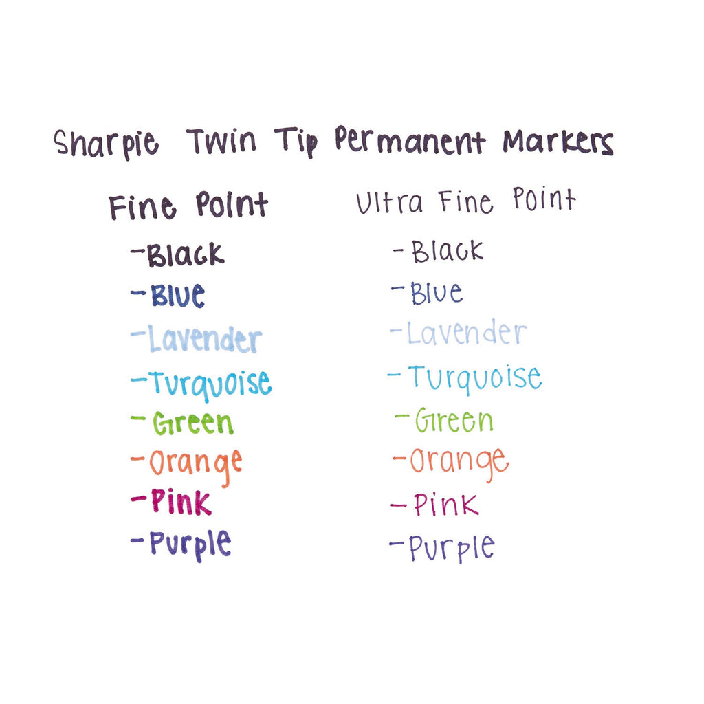 Sharpie Twin-Tip Permanent Marker, Extra-Fine/Fine Bullet Tips, Black, Dozen