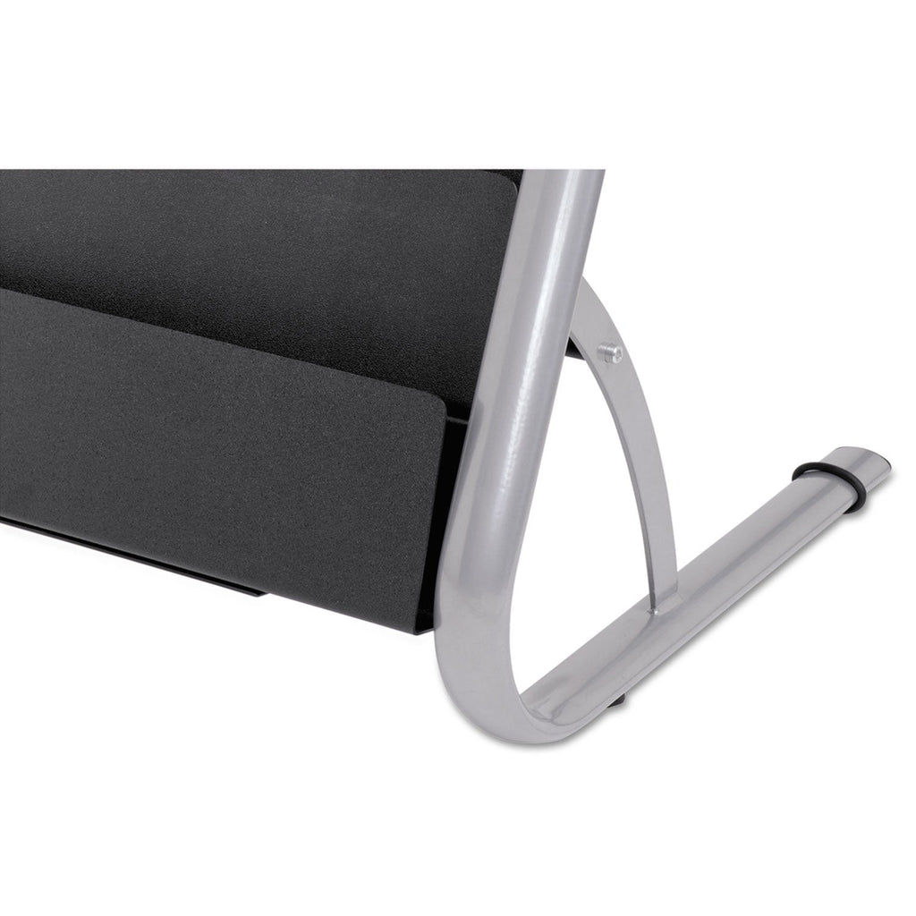 Alba Literature Floor Rack, 16 Pocket, 23w x 19.67d x 36.67h, Silver Gray/Black