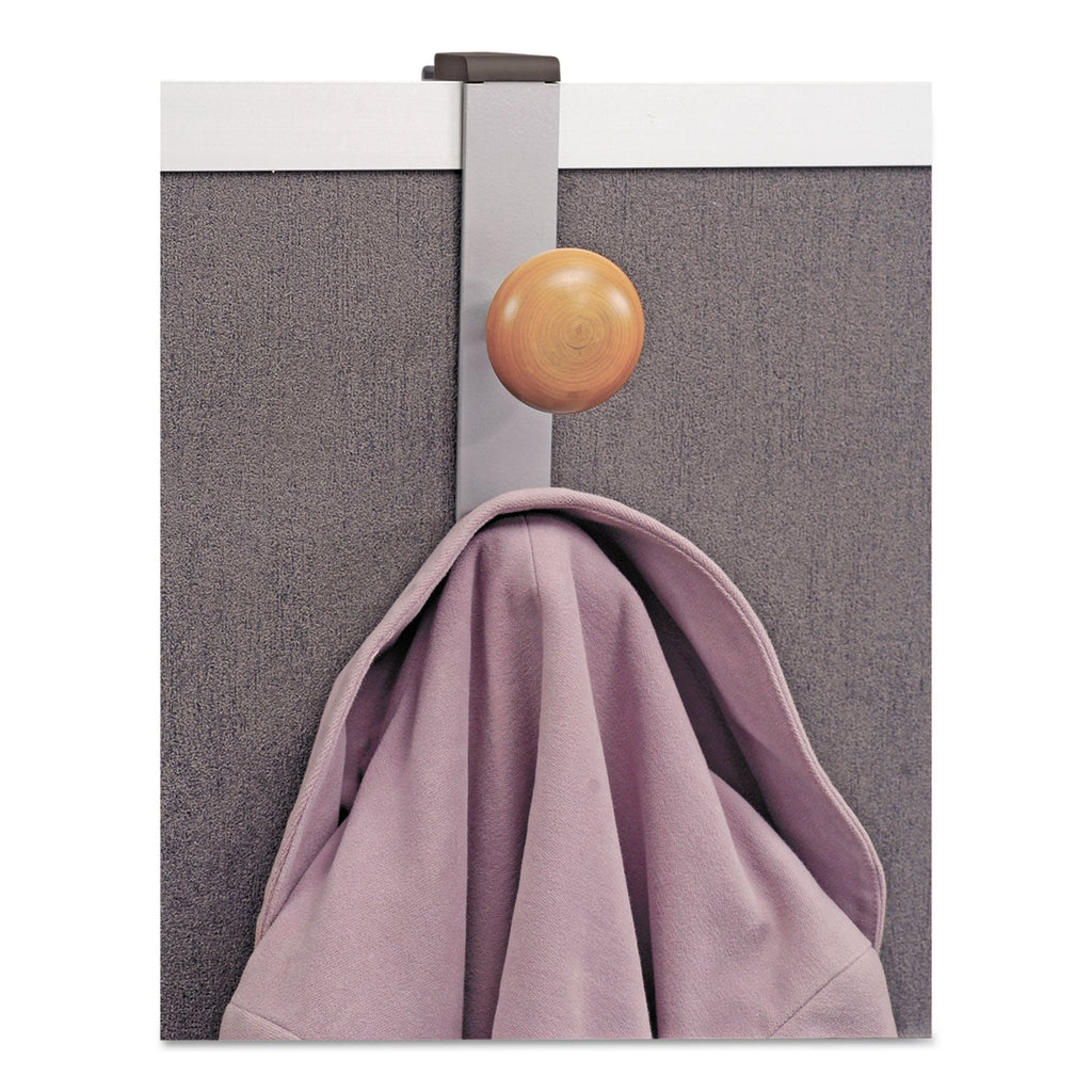 Alba Cubicle Garment Peg, 2-Hook, 1 1/5 x 1 3/8 x 7 9/10, Metallic Gray