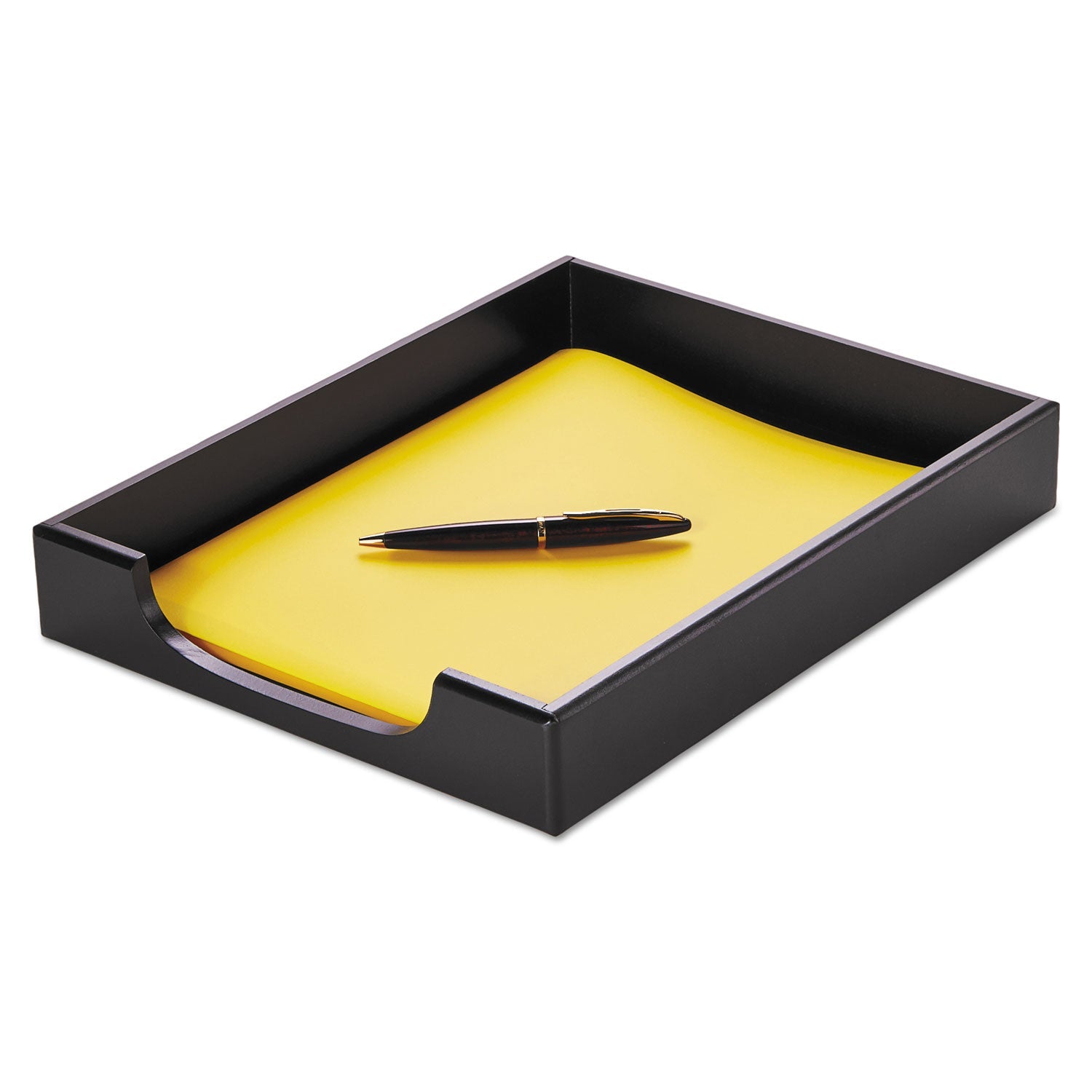 Rolodex Wood Tones Desk Tray, 1 Section, Letter Size Files, 8.5" x 11", Black