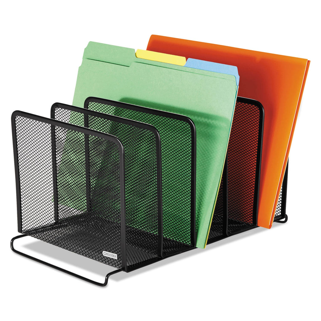 Rolodex Mesh Stacking Sorter, 5 Sections, Letter to Legal Size Files, 8.25" x 14.38" x 7.88", Black