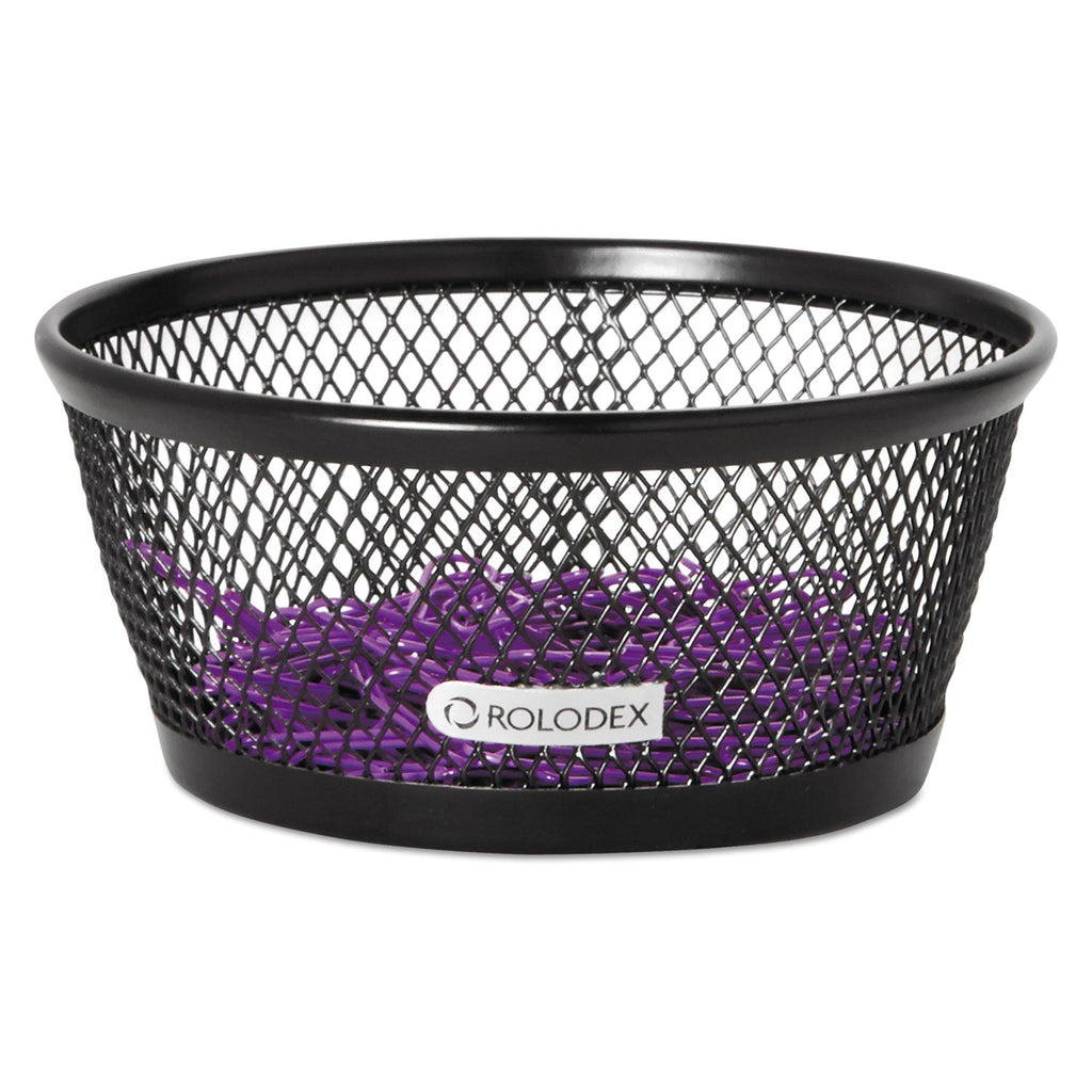Rolodex Mesh Jumbo Nestable Paper Clip Dish, Wire Mesh, 4.3" Diameter x 2"h,  Black