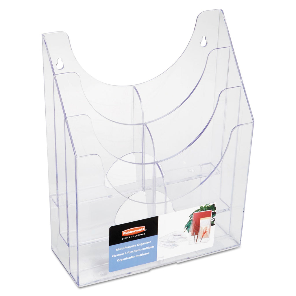Rubbermaid Optimizers Multipurpose Six-Pocket Organizer, 9.75w x 4.25d x 12h, Clear