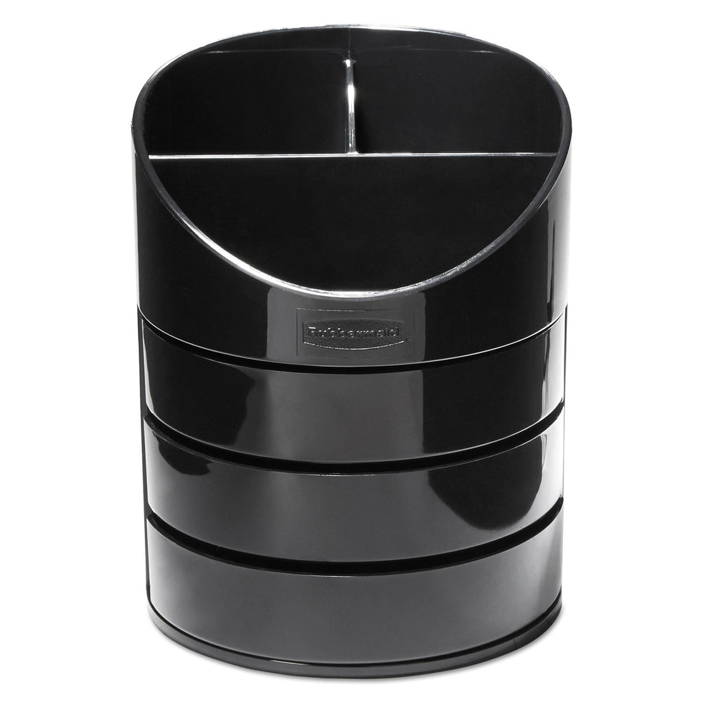 Rubbermaid Small Storage Divided Pencil Cup, Plastic, 4.5" Diameter x 5.69"h, Black