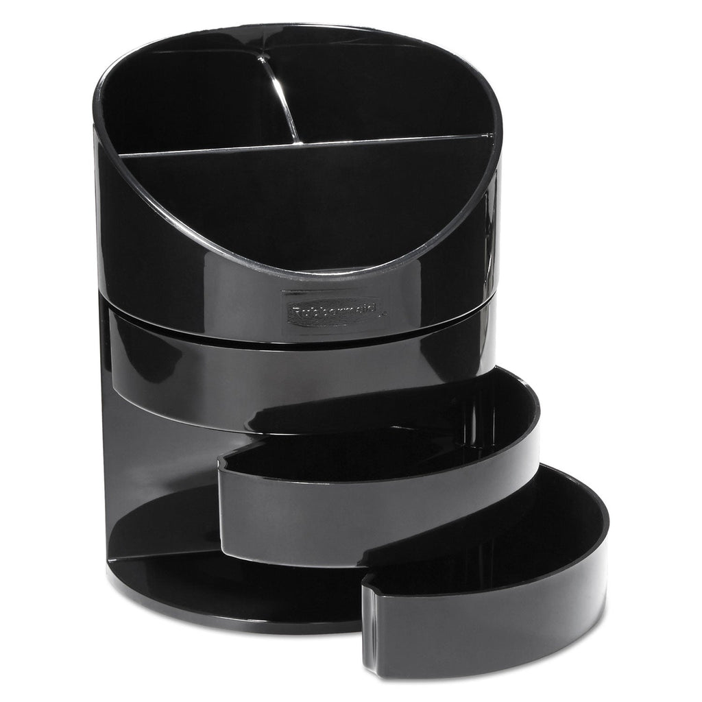 Rubbermaid Small Storage Divided Pencil Cup, Plastic, 4.5" Diameter x 5.69"h, Black