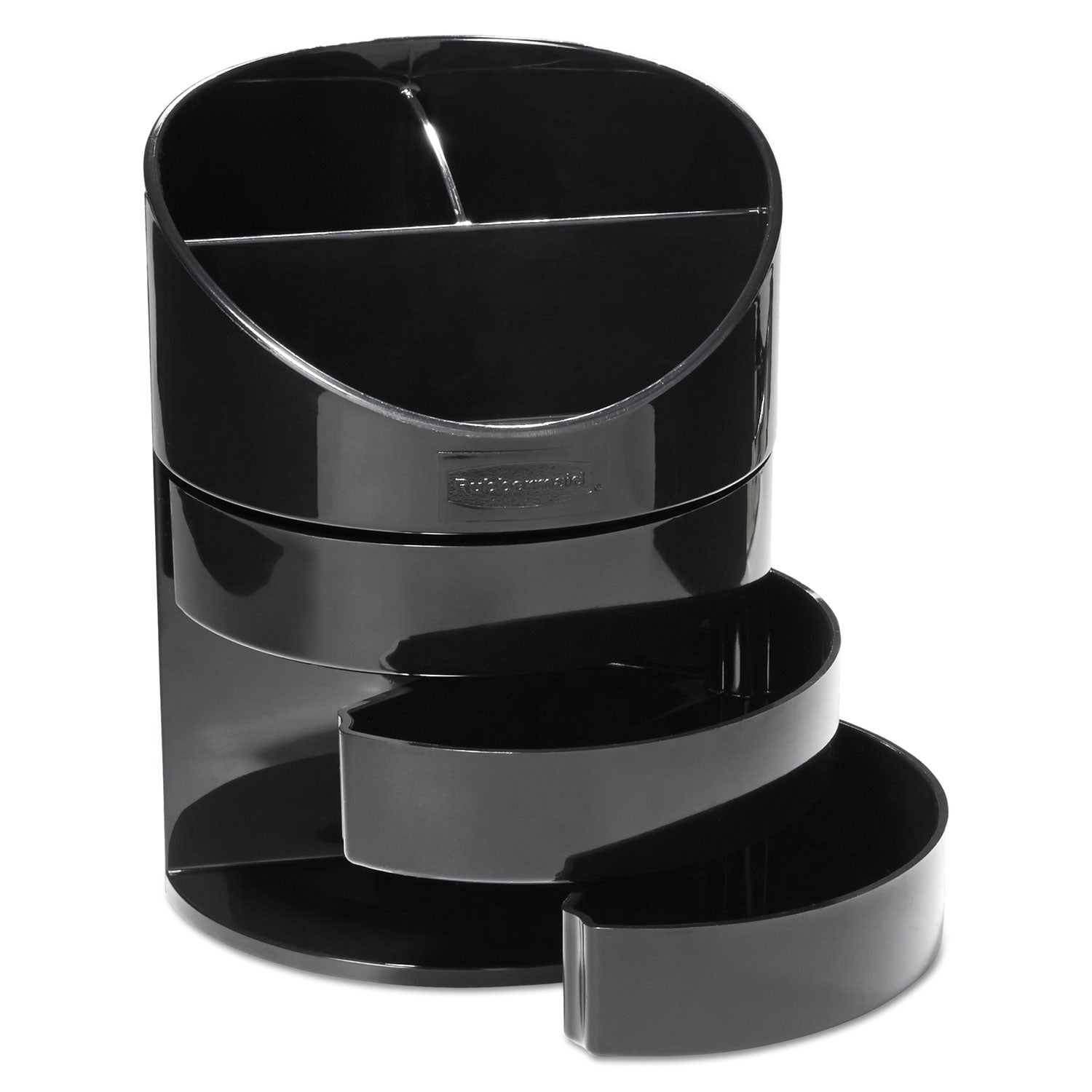 Rubbermaid Small Storage Divided Pencil Cup, Plastic, 4.5" Diameter x 5.69"h, Black