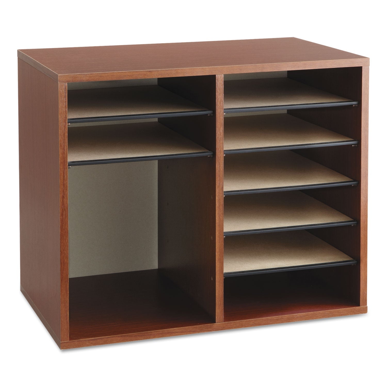 Safco Fiberboard Literature Sorter, 12 Compartments, 19.63 x 11.88 x 16.13, Cherry